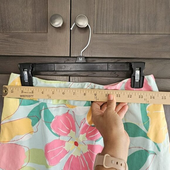 Talbots Floral Colorful Flowers Print Stretch A Line Skirt Pockets Womens 10 - Picture 9 of 11